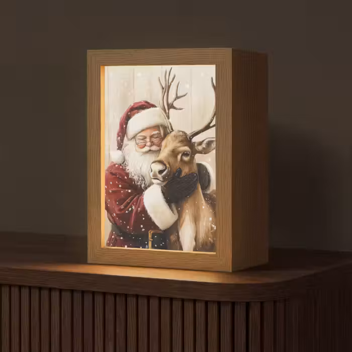 Tafellamp - Kerstman - Rendier - Sneeuw - Kleurrijk