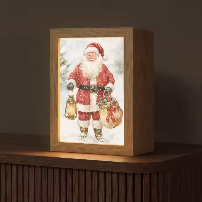 Tafellamp - Kerstman- Winter - Sneeuw - Wit - Rood