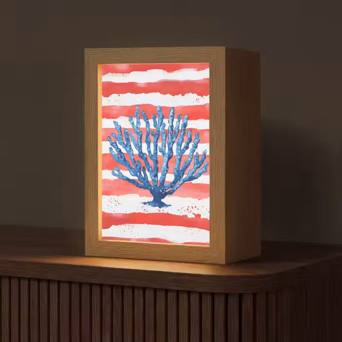 Tafellamp - Koraal - Verfstructuur - Rood - Blauw