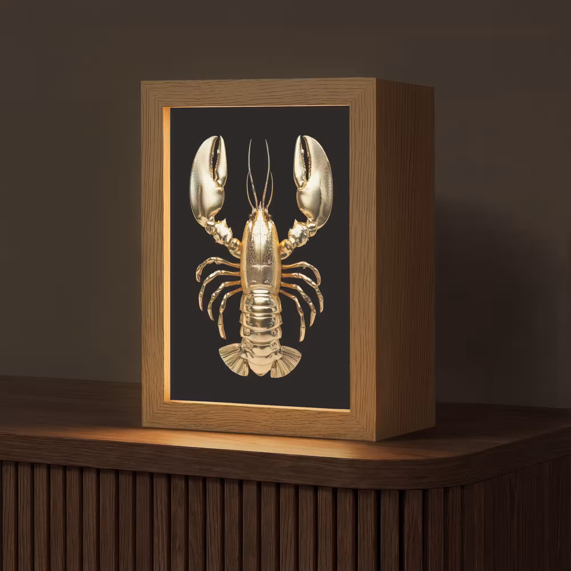 Tafellamp - Kreeft - Goud - Textuur - Zwart