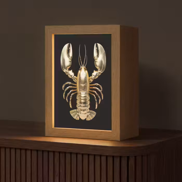 Tafellamp - Kreeft - Goud - Textuur - Zwart