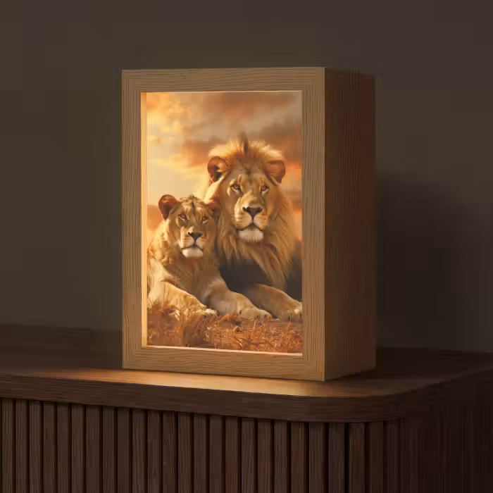 Tafellamp - Leeuwen - Zonsondergang - Afrika - Savanne - Dieren