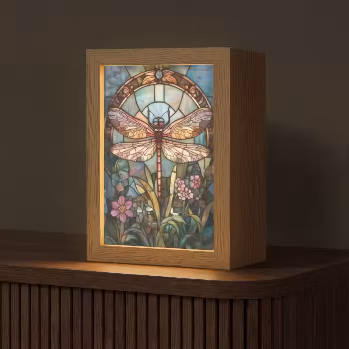 Tafellamp - Libelle - Mozaïek - Bloemen - Kleurrijk