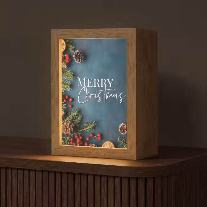 Tafellamp - Merry Christmas - Blauw - Kerst - Winter