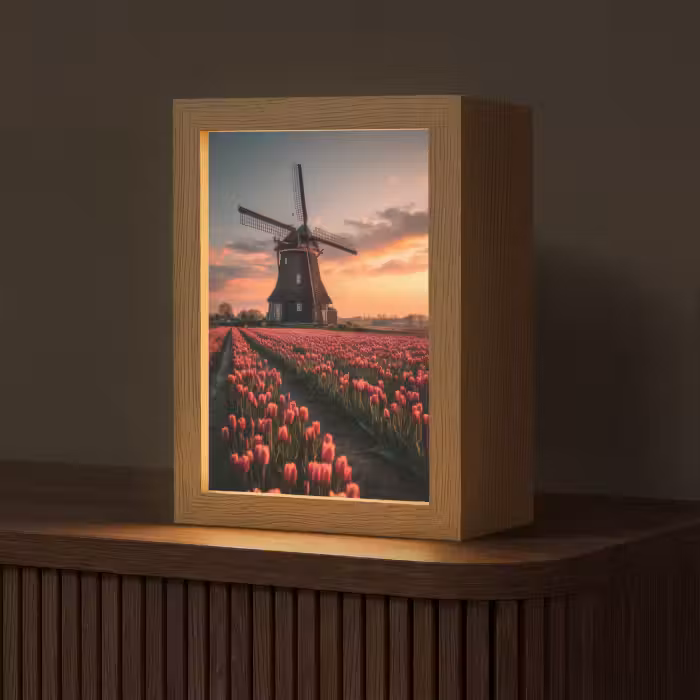 Tafellamp - Molen - Zonsondergang - Tulpen - Rood