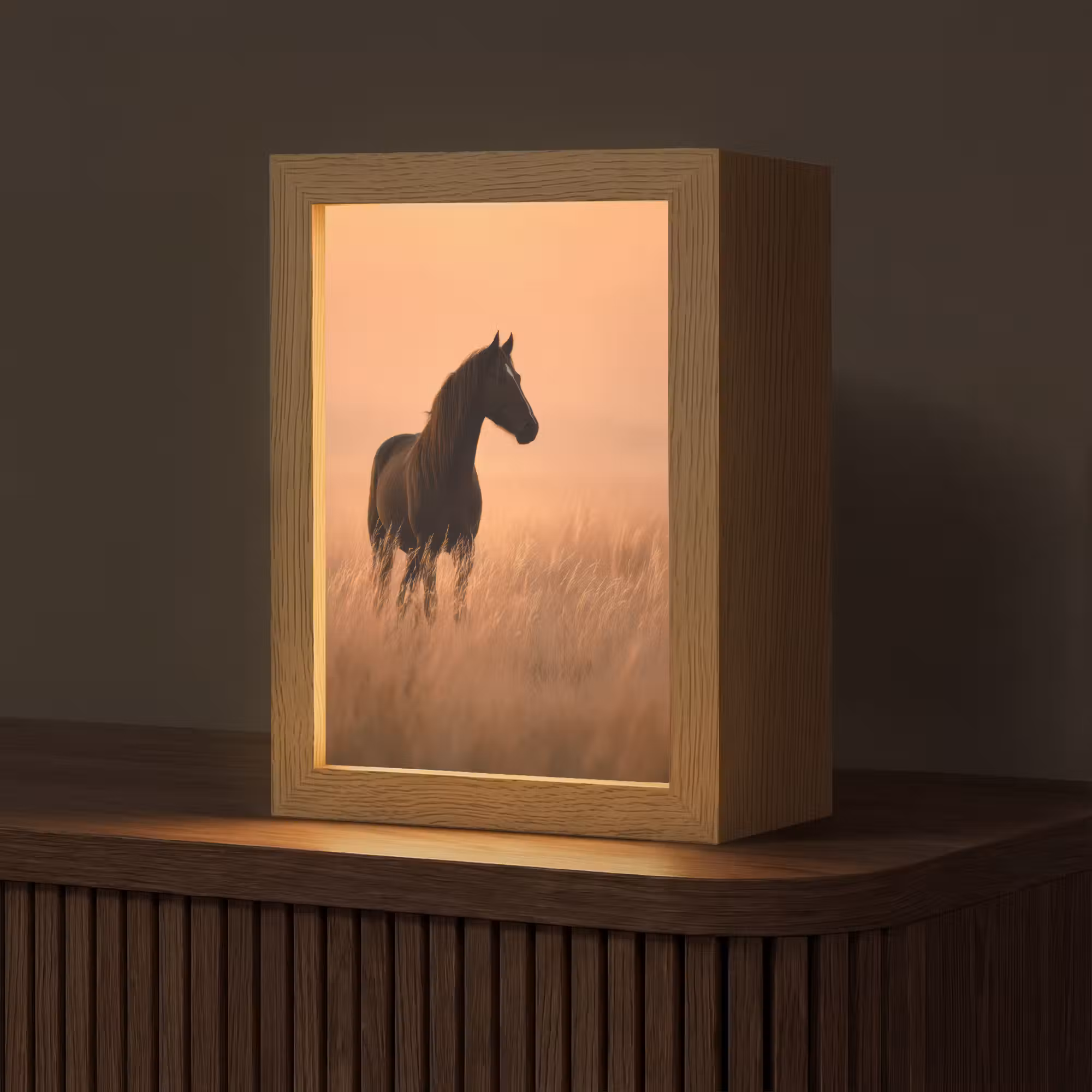 Tafellamp - Paard - Grasveld - Zonsondergang