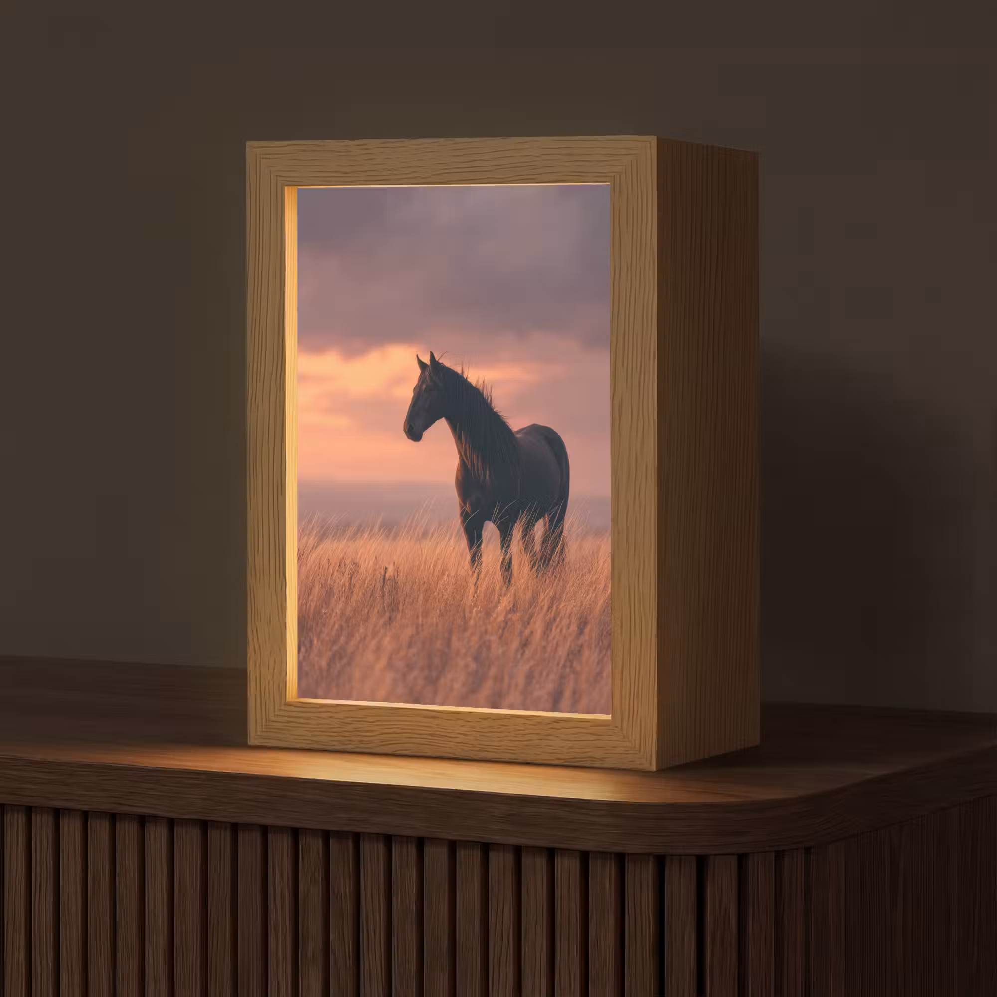 Tafellamp - Paard - Wolken - Open veld