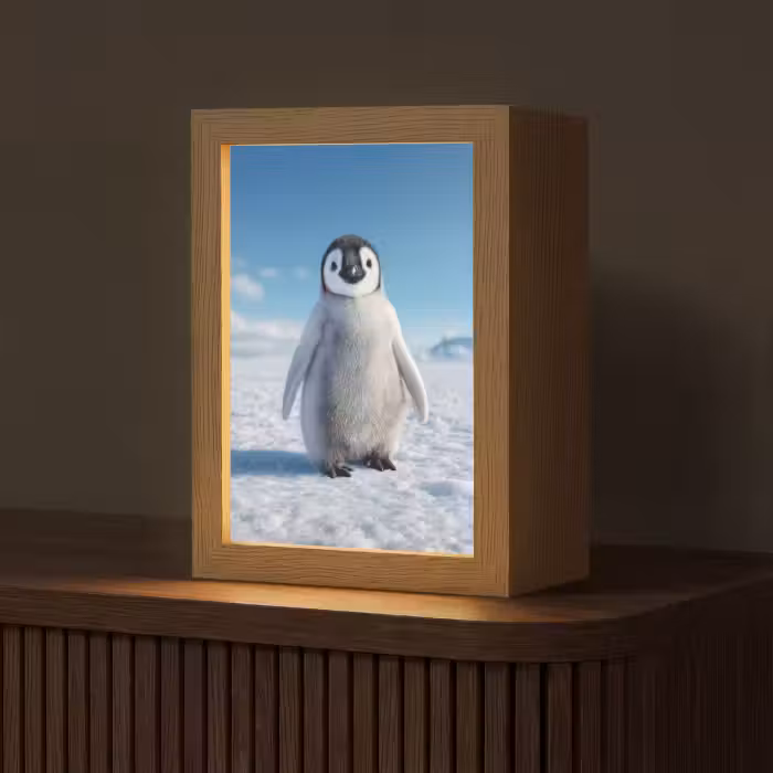 Tafellamp - Pinguïn - Sneeuw - Landschap - Wit