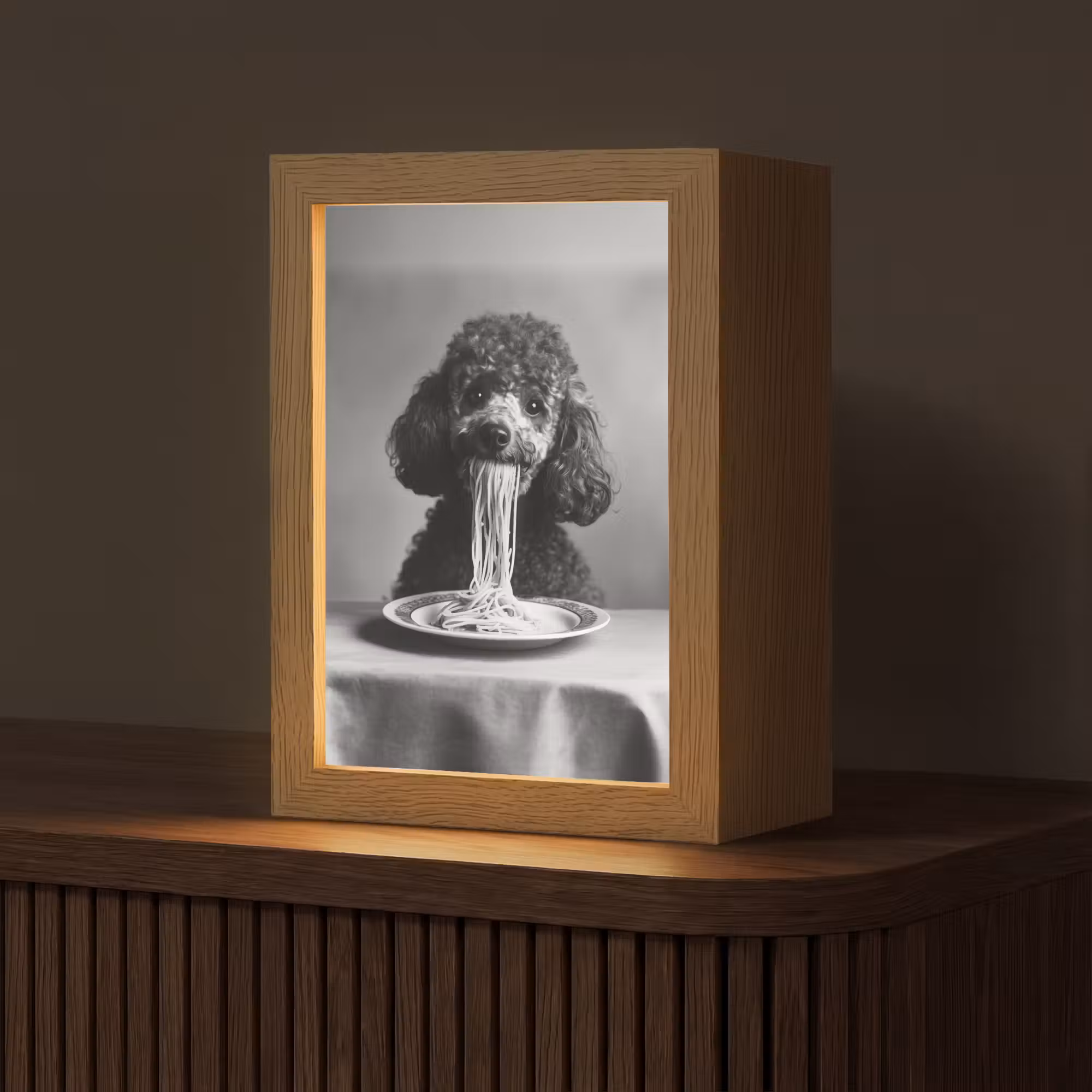 Tafellamp - Poedel - Hond - Zwart - Wit - Schattig - Pasta
