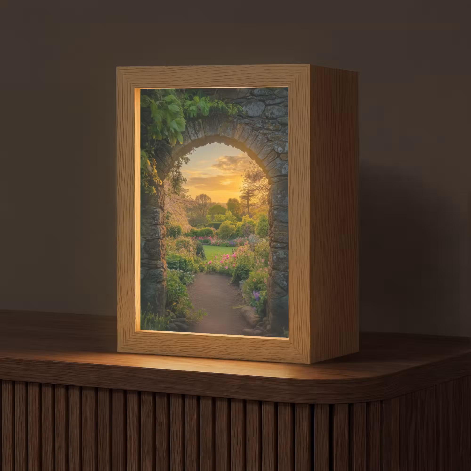 Tafellamp - Poort - Planten - Zonsondergang