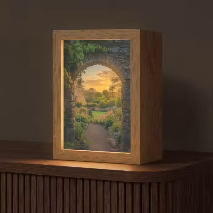 Tafellamp - Poort - Planten - Zonsondergang