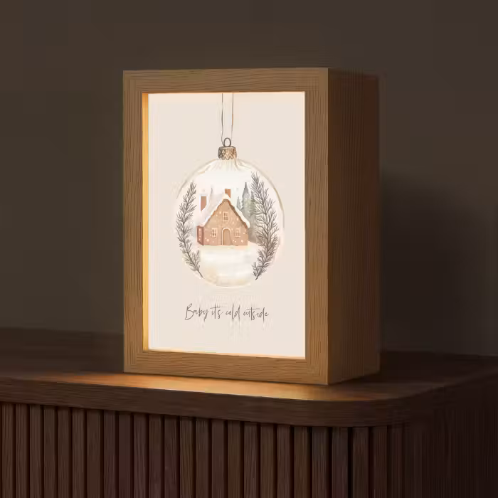 Tafellamp - Quote - Winter - Kerst - Beige - Kerstbal