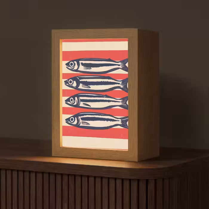 Tafellamp - Sardines - Rood en beige strepen