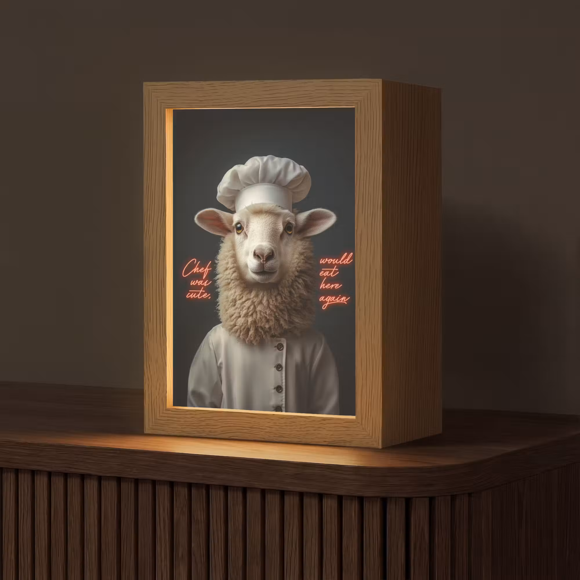 Tafellamp - Schaap - Kokskleding - Neon - Quote