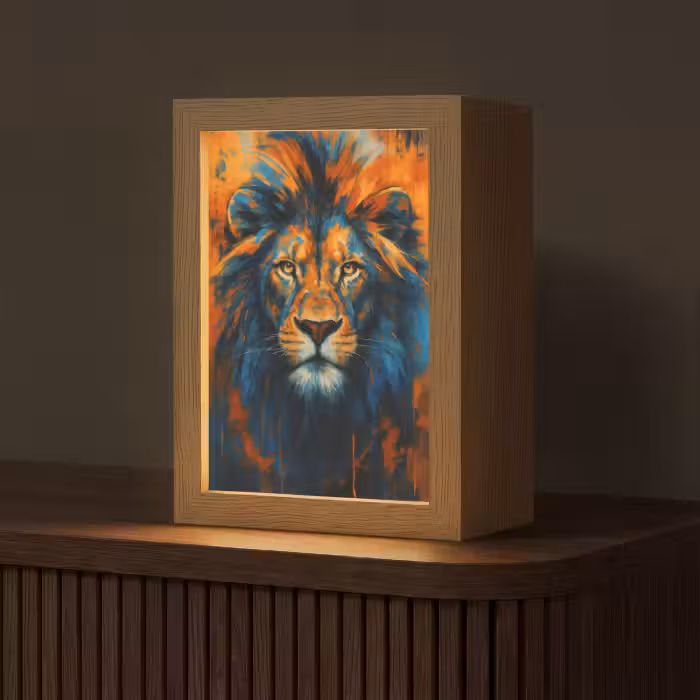 Tafellamp - Schilderij - Leeuwenkop - Oranje
