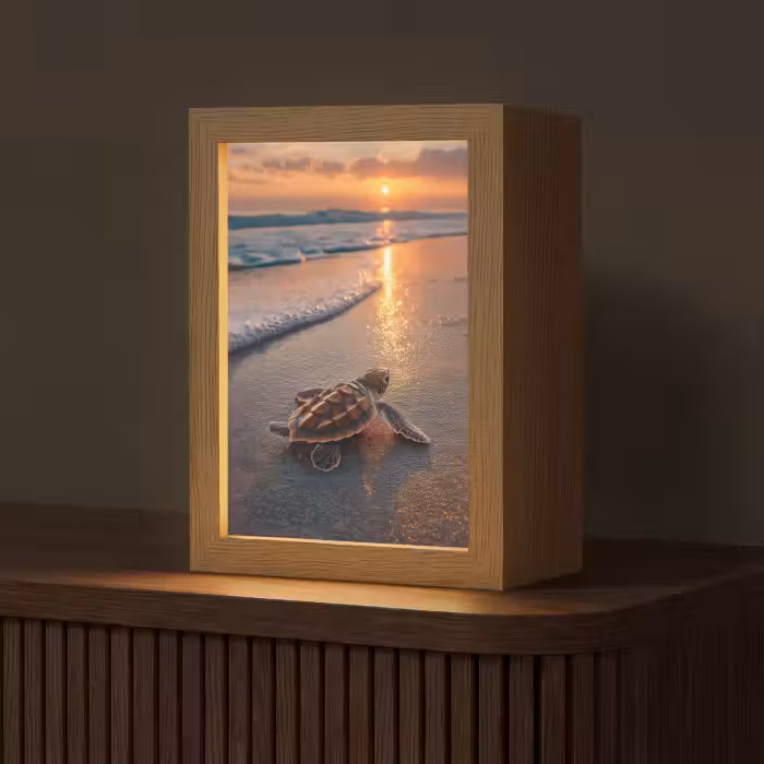 Tafellamp - Schildpad - strand - Zonsondergang