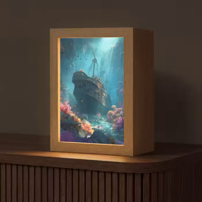 Tafellamp - Schip - Hout - Koraalriffen - Zonlicht