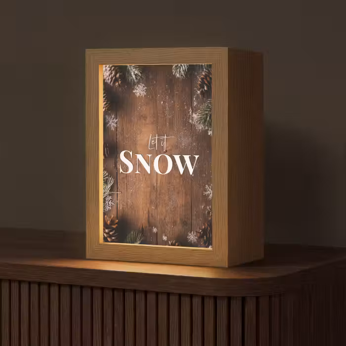 Tafellamp - Sneeuw - Houtlook - Quote - Let it snow