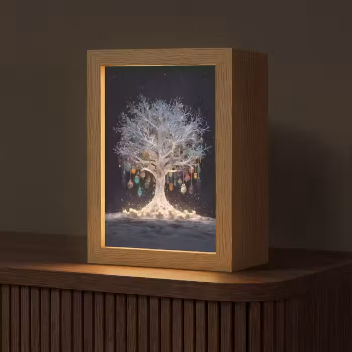 Tafellamp - Sneeuwboom  - Lichtjes - Wit - Kleurrijk