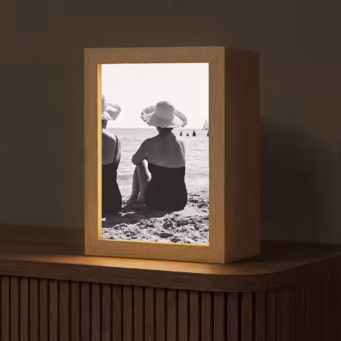 Tafellamp - Vrouwen - Zonnehoed - Strand - Zwart - Wit