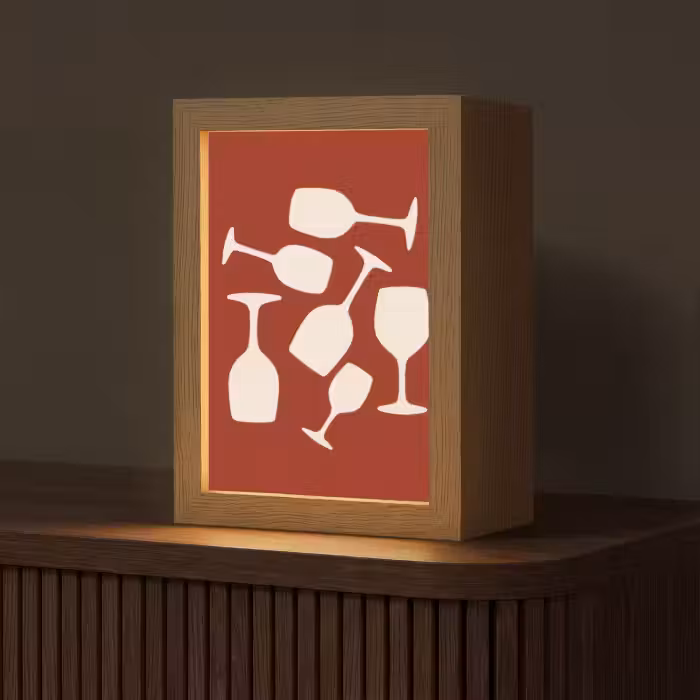 Tafellamp - Wijnglazen - Silhouetten - Wit