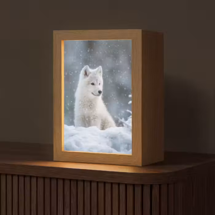 Tafellamp - Wolf - Pup - Sneeuw