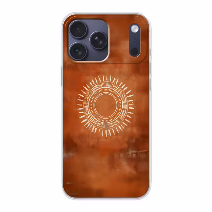 Telefoonhoesje Softcase - Abstract - Lijnen - Zonnestralen - Roodbruin