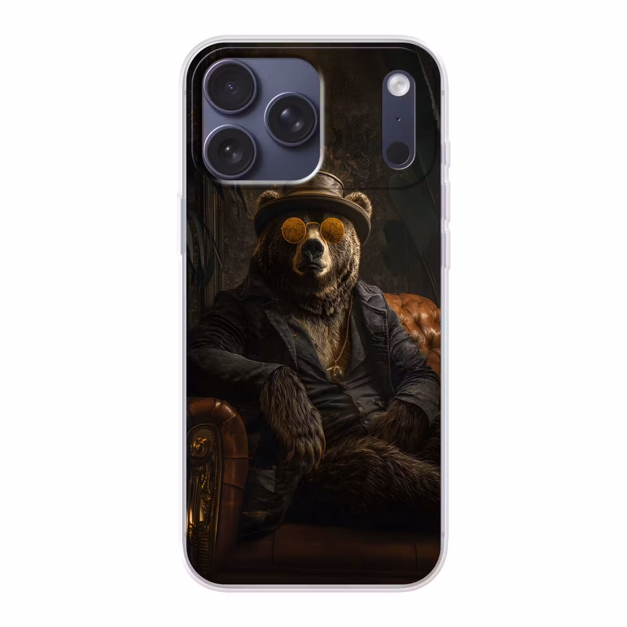 Telefoonhoesje Softcase - Beer - Bruin - Pak - Hoed