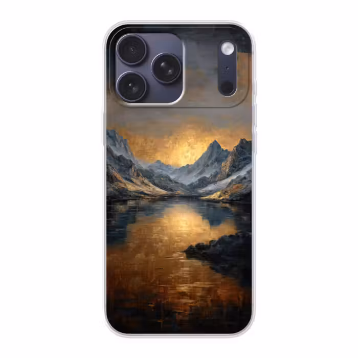 Telefoonhoesje Softcase - Berglandschap met Gouden Zonsondergang