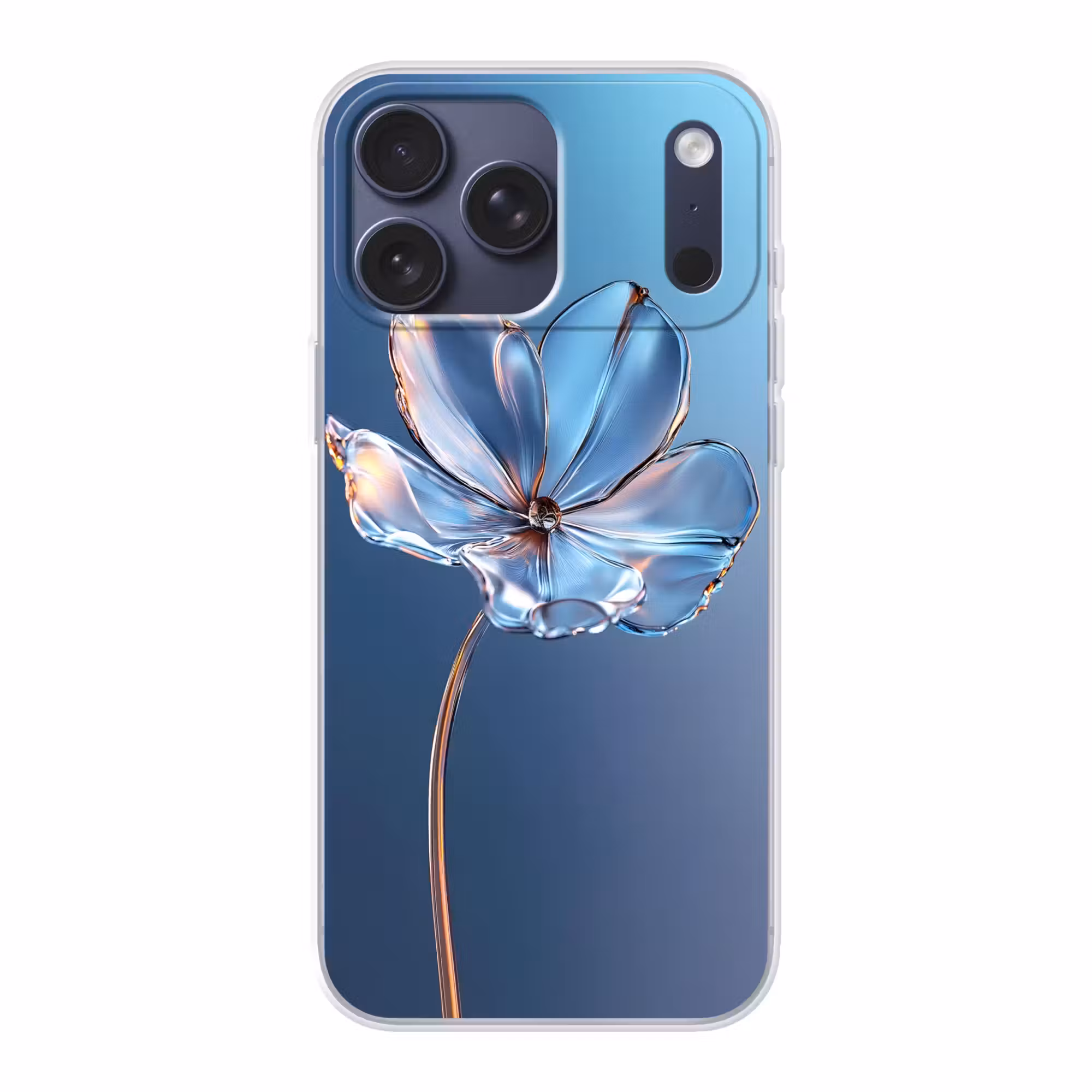 Telefoonhoesje Softcase - Blauw - Bloem - Glazen - Sierlijk