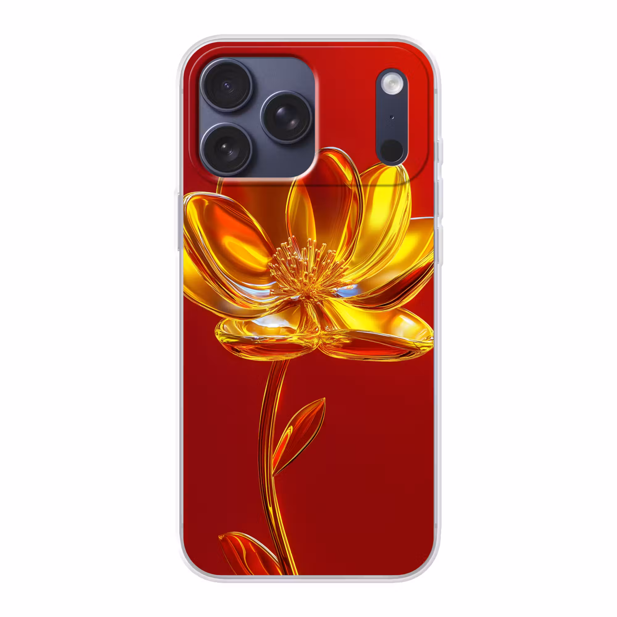 Telefoonhoesje Softcase - Bloem - Goud - Glazen