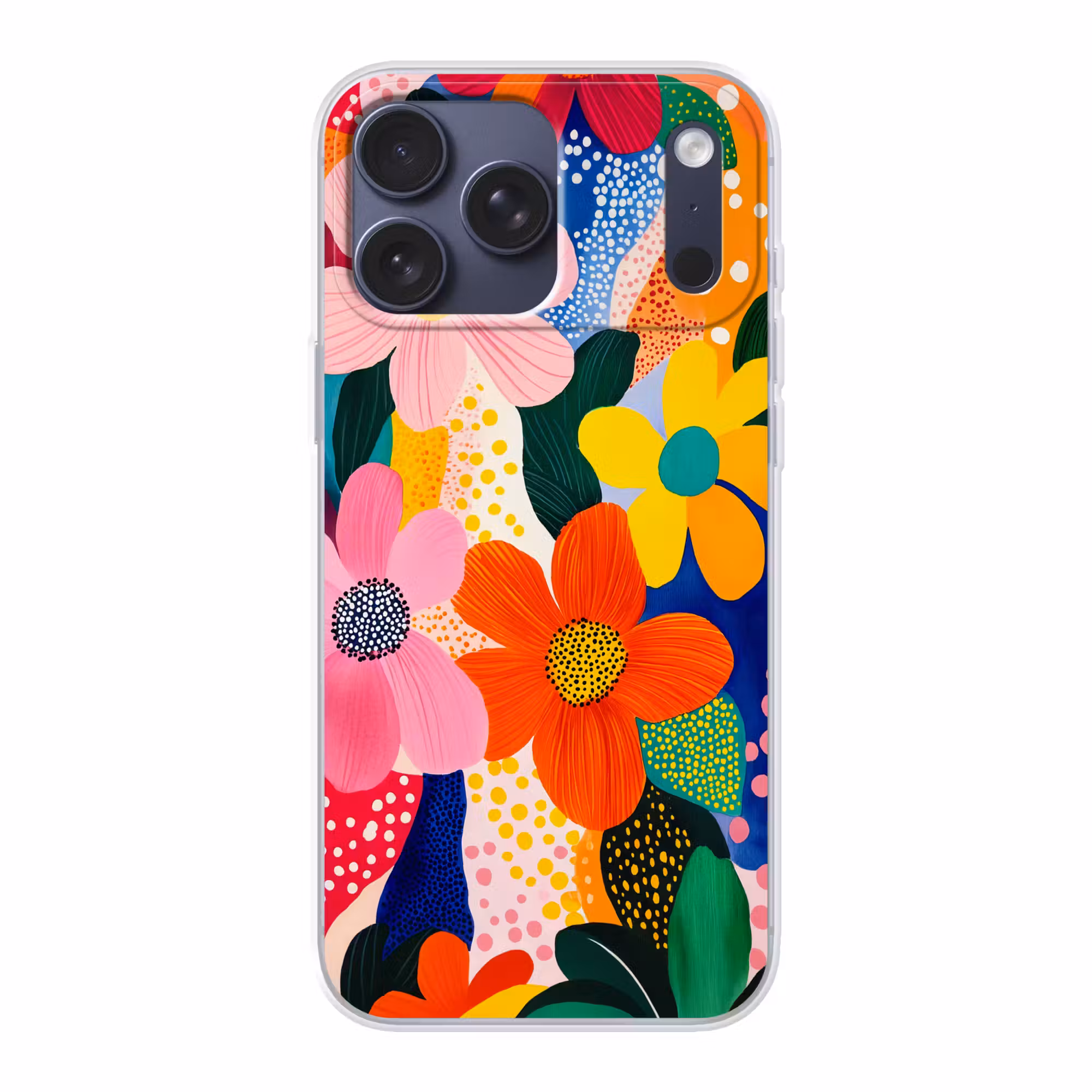 Telefoonhoesje Softcase - Bloemen - Kleurrijk - Stippen