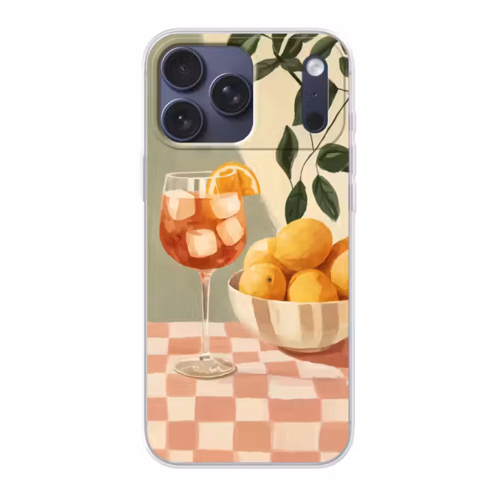 Telefoonhoesje Softcase - Citroenen - Glas - Tafelkleed - Geblokt