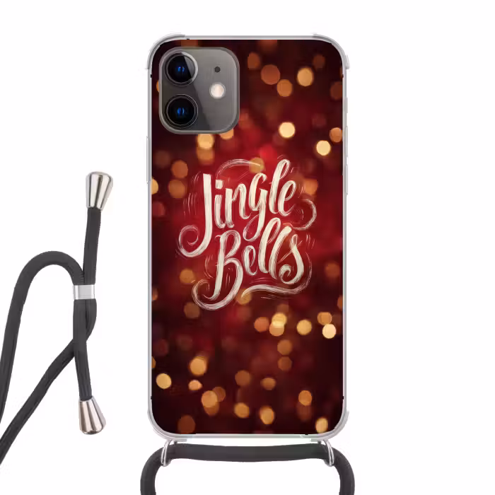 Telefoonhoesje met koord - Jingle - Bells - Kerst - Rood