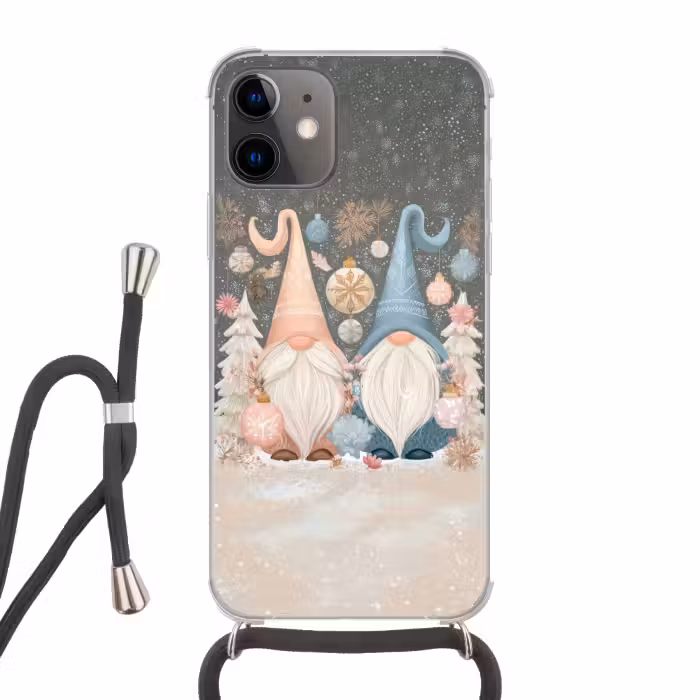 Telefoonhoesje met koord - Kerst - Gnomen - Pastel