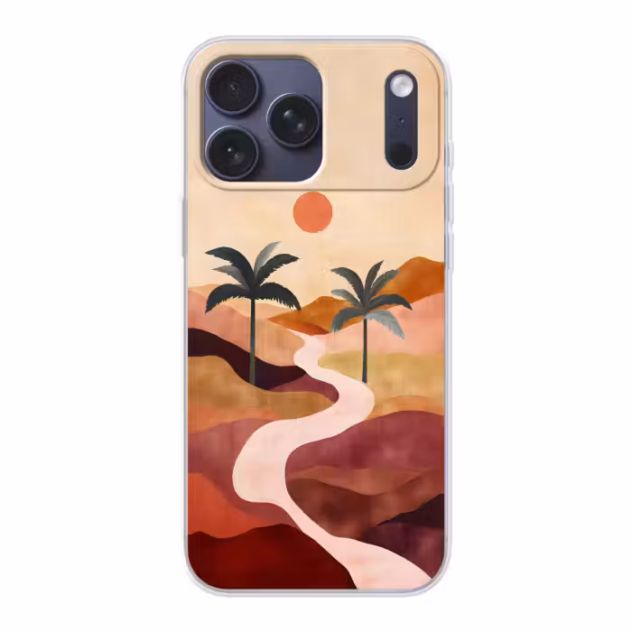 Telefoonhoesje Softcase - Heuvels - Palmbomen - Abstract