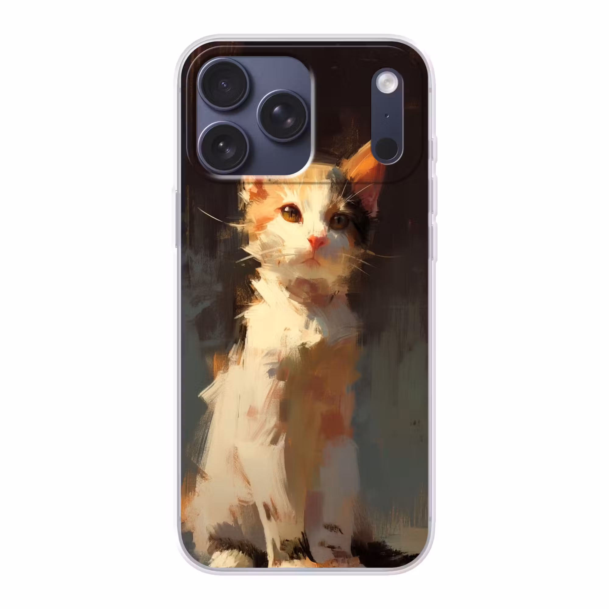 Telefoonhoesje Softcase - Kat - Geschilderd - Artistiek - Wit