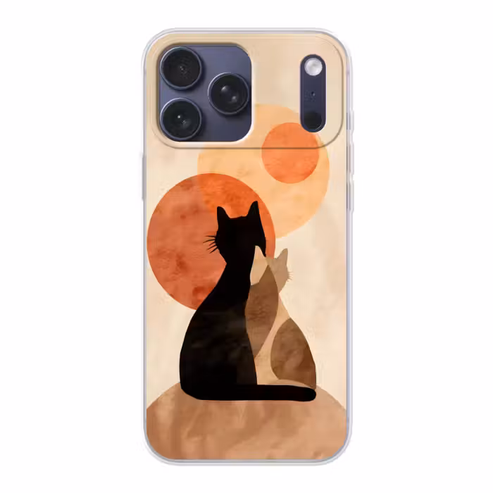 Telefoonhoesje Softcase - Katten - Zwart - Abstract - Cirkels