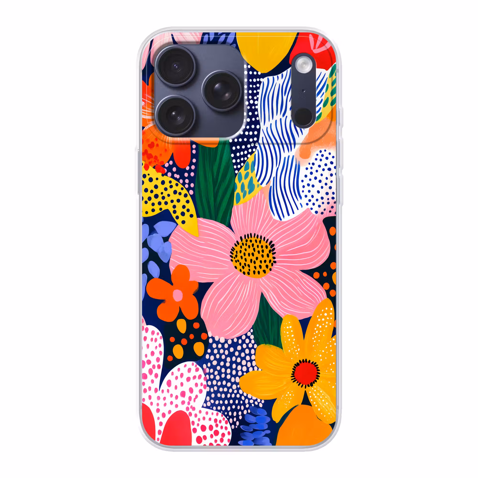 Telefoonhoesje Softcase - Kleurrijk - Bloemen - Abstract - Stippen