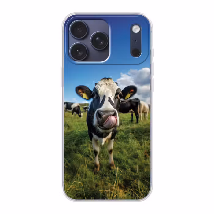 Telefoonhoesje Softcase - Koe - Tong - Weide
