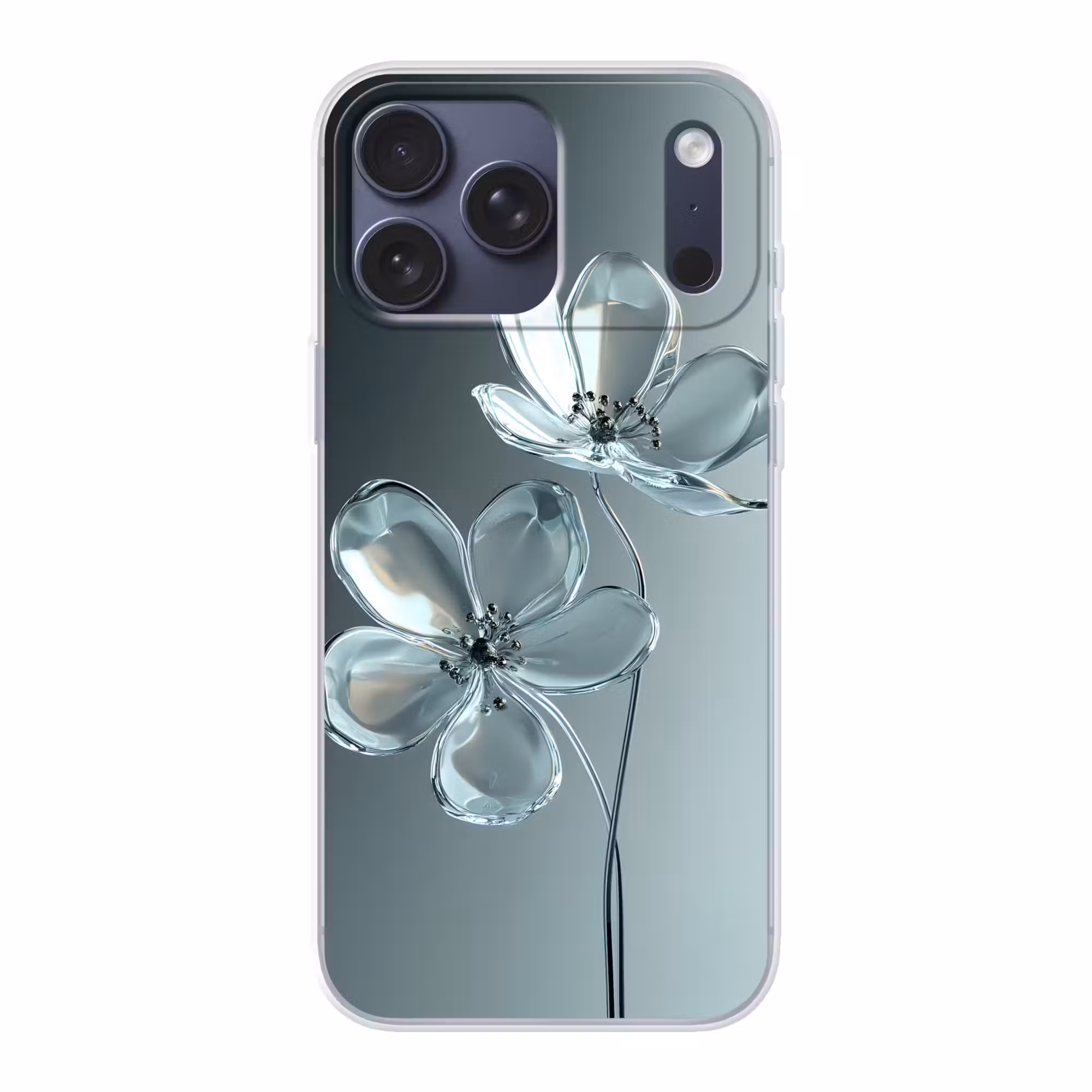 Telefoonhoesje Softcase - Kristal - Bloemen - Grijs