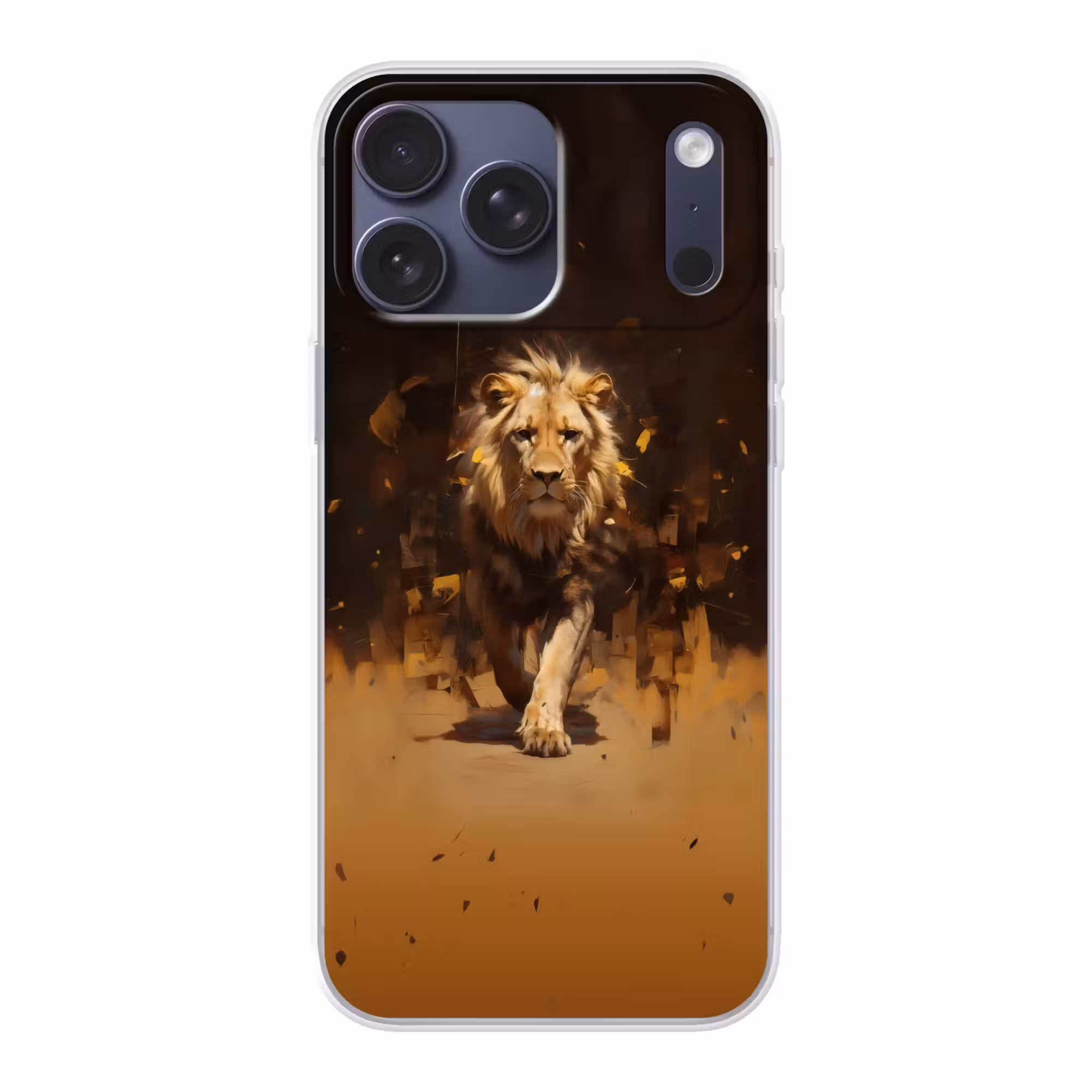 Telefoonhoesje Softcase - Leeuw - Geschilderd - Abstract - Goud