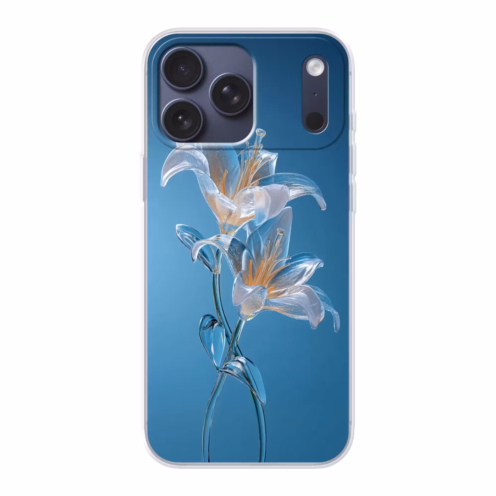 Telefoonhoesje Softcase - Lelies - Blauw - Glazen
