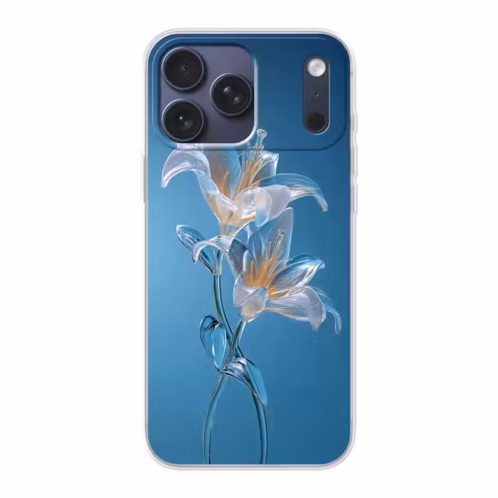 Telefoonhoesje Softcase - Lelies - Blauw - Glazen