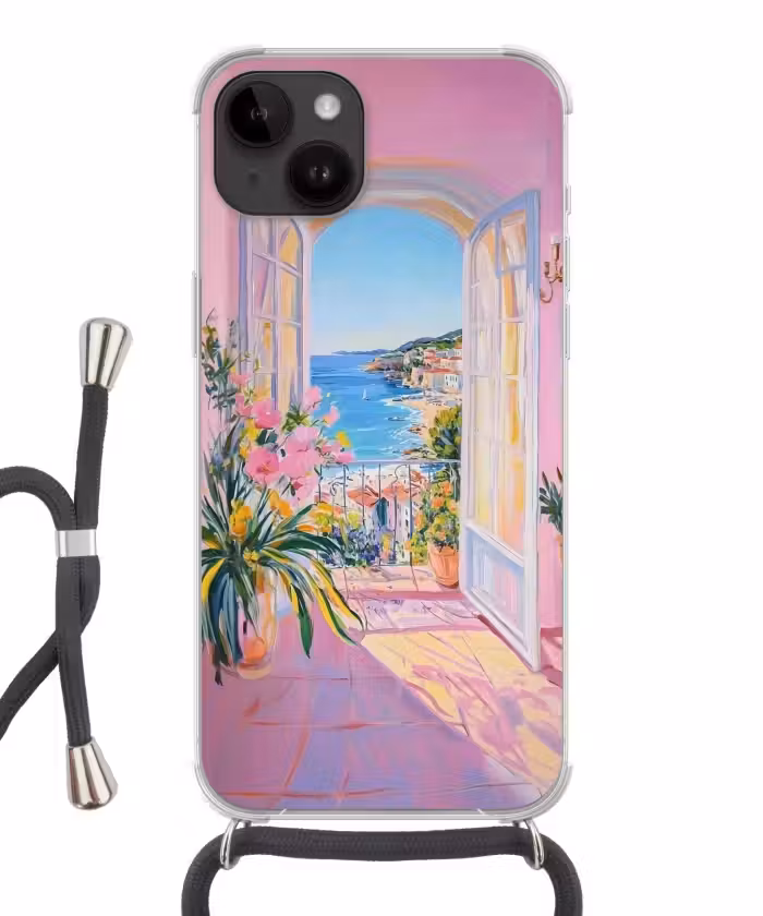 Telefoonhoesje met koord - Roze - Buiten - Verf