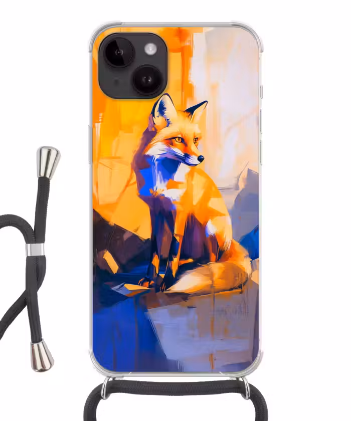 Telefoonhoesje met koord - Vos - Oranje - Vormen - Abstract