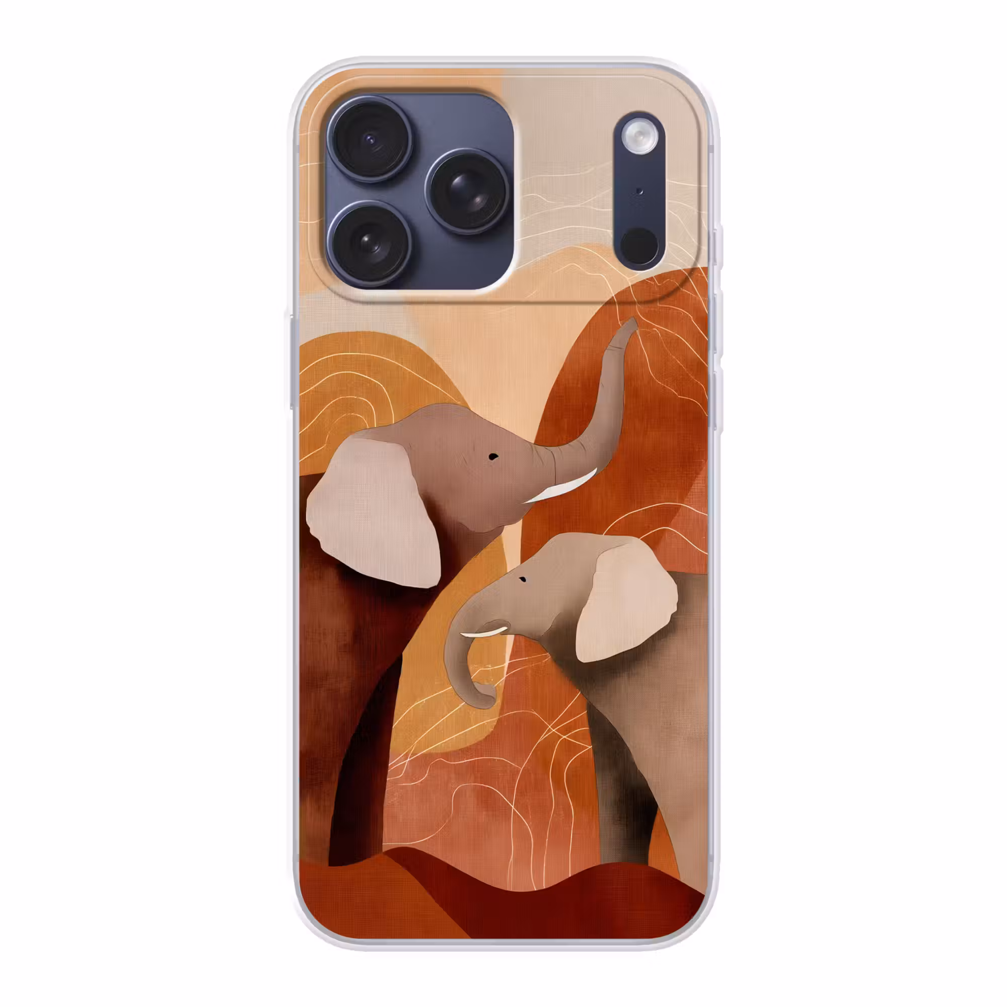 Telefoonhoesje Softcase - Olifanten - Oranje - Abstract