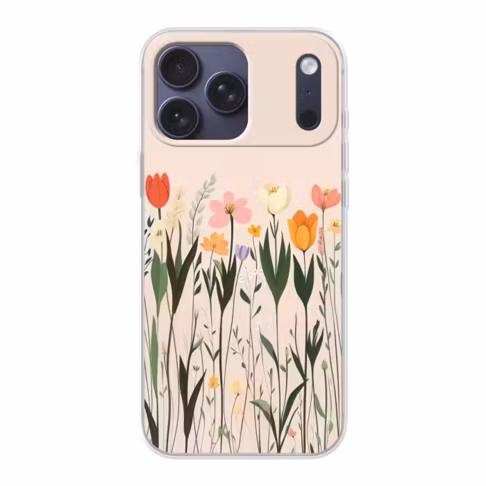 Telefoonhoesje Softcase - Pasteltinten - Bloemen - Illustratie