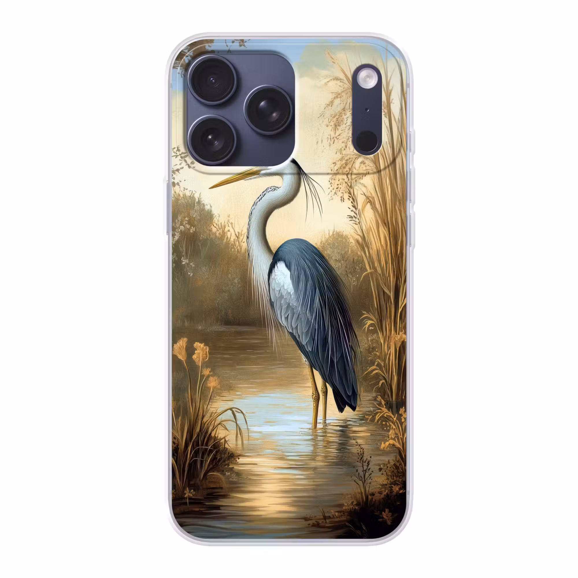 Telefoonhoesje Softcase - Reiger - Water - Planten