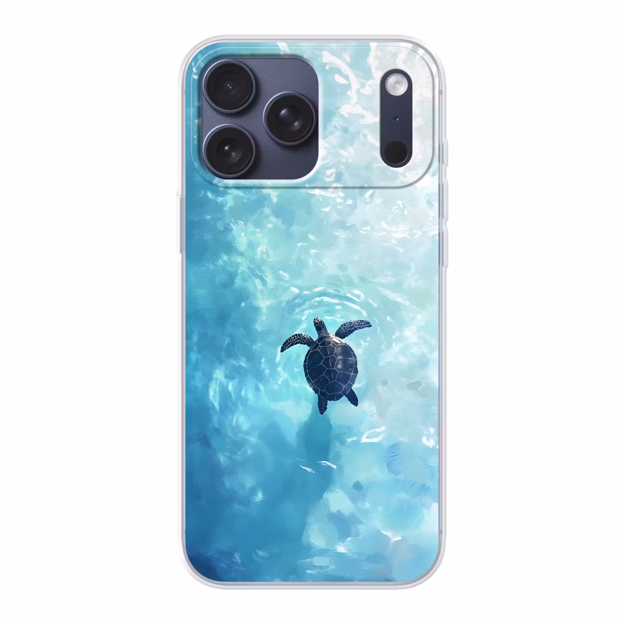 Telefoonhoesje Softcase - Schildpad - Zee - Blauw - Schittering